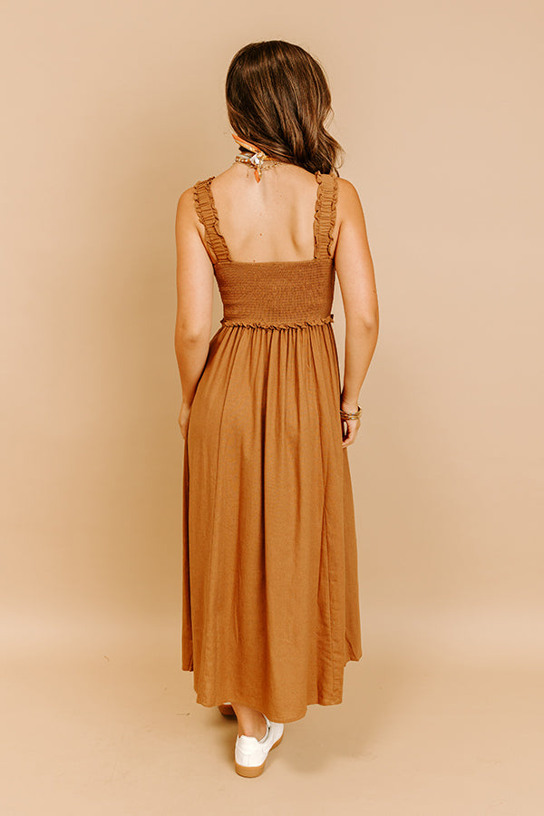 white christmas dresses Harvest Lane Linen-Blend Midi Dress in Chocolate M / Chocolate white christmas dresses Harvest Lane Linen-Blend Midi Dress in Chocolate M / Chocolate