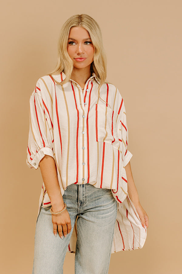 Cider Sippin' Oversized Stripe Button Up Image 3