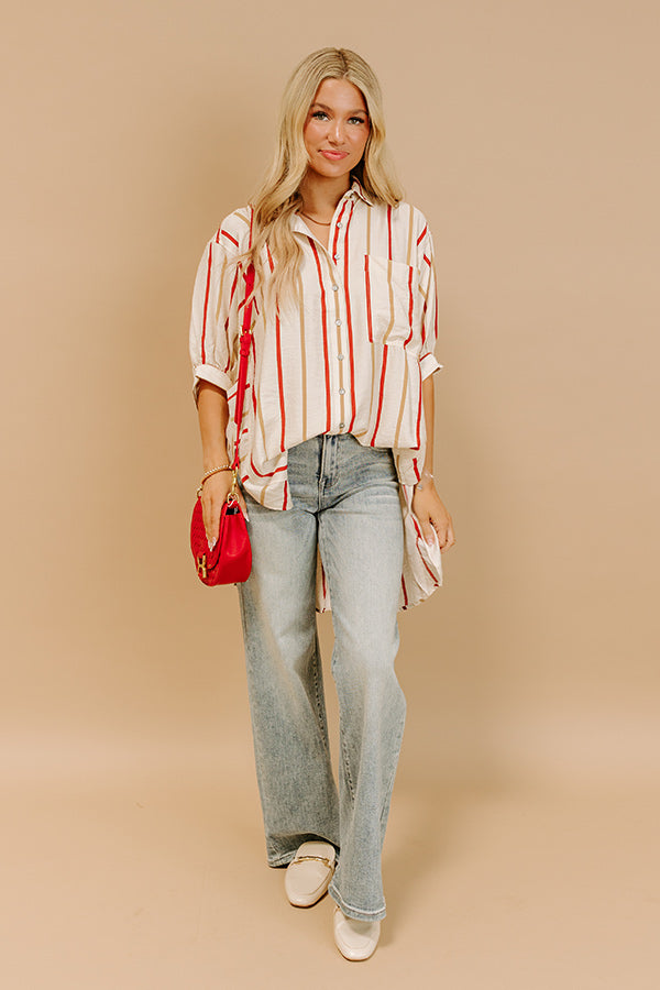 Cider Sippin' Oversized Stripe Button Up Image 2