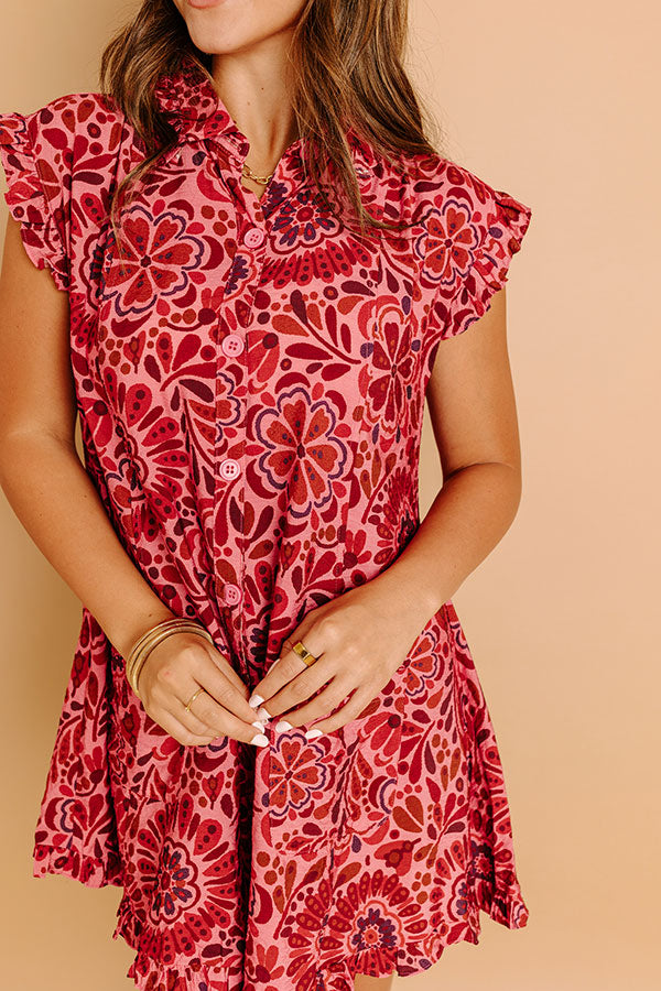 Rose Sangria Floral Mini Dress Image 3