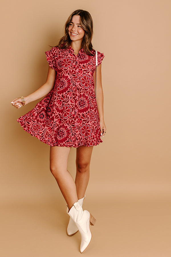 Rose Sangria Floral Mini Dress Image 2