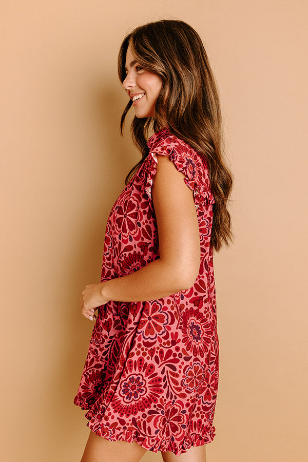 Rose Sangria Floral Mini Dress Image 5