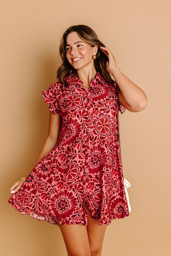Rose Sangria Floral Mini Dress Image 1
