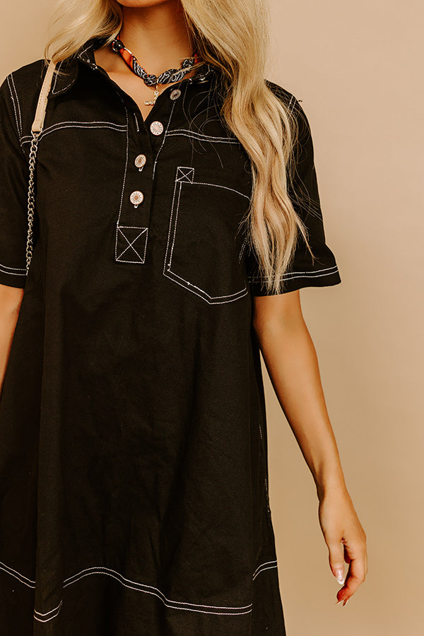 Cafe On Fifth Denim Mini Dress in Black Image 3