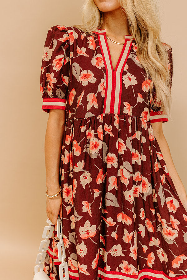 Harvest Blossom Floral Midi Dress Image - 5