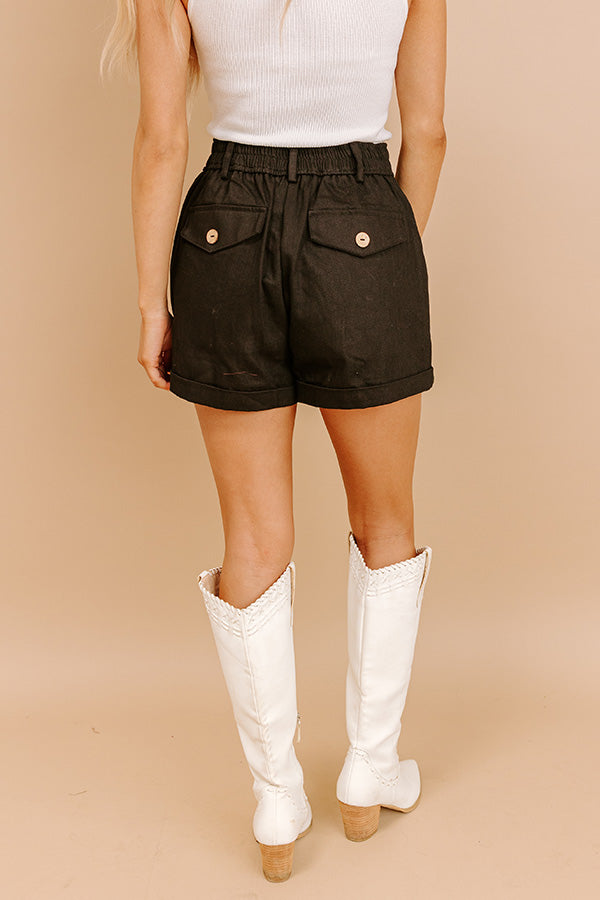 The Taylor High Waist Shorts in Black Image 4