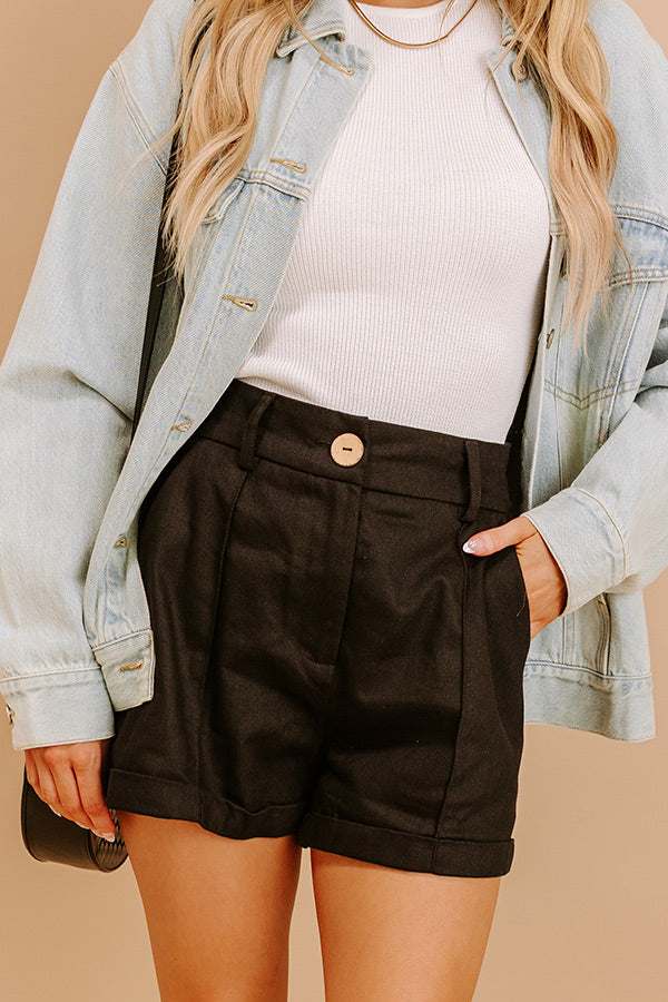 The Taylor High Waist Shorts in Black Image 3