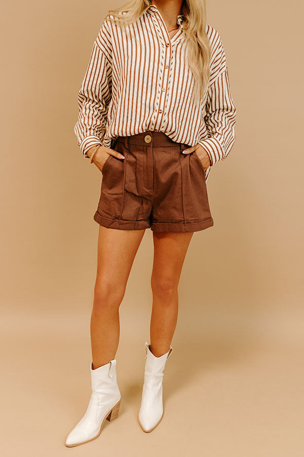 The Taylor High Waist Shorts in Chocolate Image 2