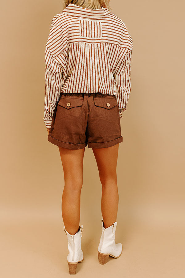 The Taylor High Waist Shorts in Chocolate Image 4