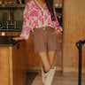 The Taylor High Waist Shorts in Chocolate Image - 1