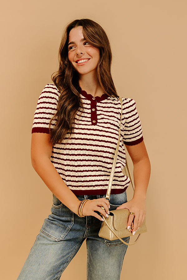 Cafe Charm Pointelle Knit Top Image 3