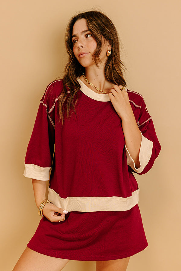 Chic Style Shift Tee in Wine Image 1