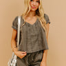 Metropolitan Muse Chambray Top in Charcoal Image 1