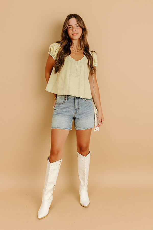 Metropolitan Muse Chambray Top in Sage Image 4