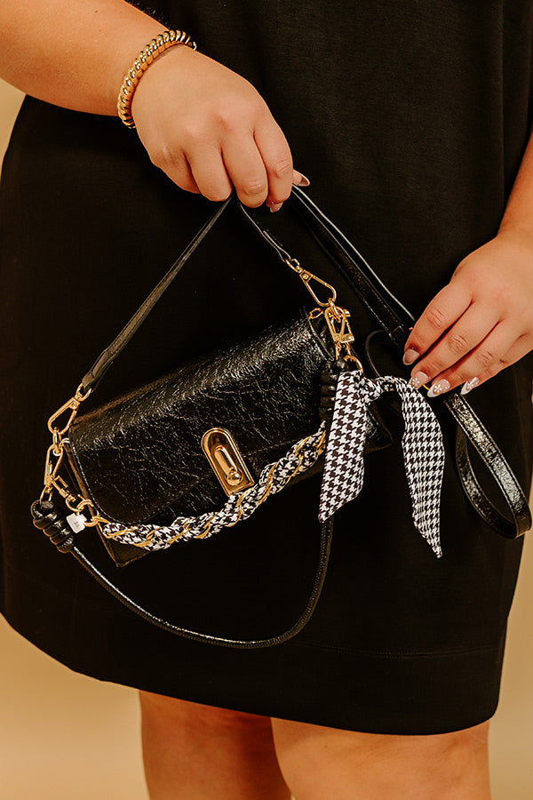 Gold Phone/Purse Chain with a Black Houndstooth Scarf  Image 2