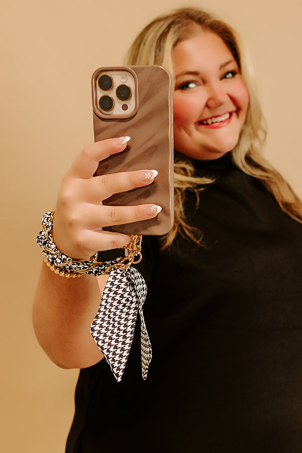 Gold Phone/Purse Chain with a Black Houndstooth Scarf  Image 3