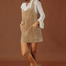 Uptown Manhattan Corduroy Mini Dress in Mocha Image - 1