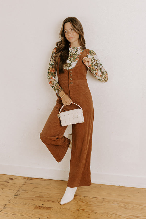 Falling For You Corduroy Jumpsuit in Mocha Image 1