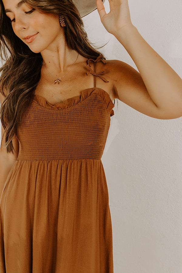 Inner Harmony Smocked Midi Dress S / chocolate Inner Harmony Smocked Midi Dress S / chocolate