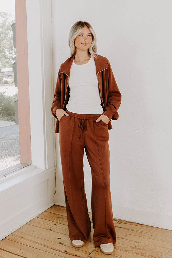 Morning Dew High Waist Scuba Pants in Chocolate Image 2