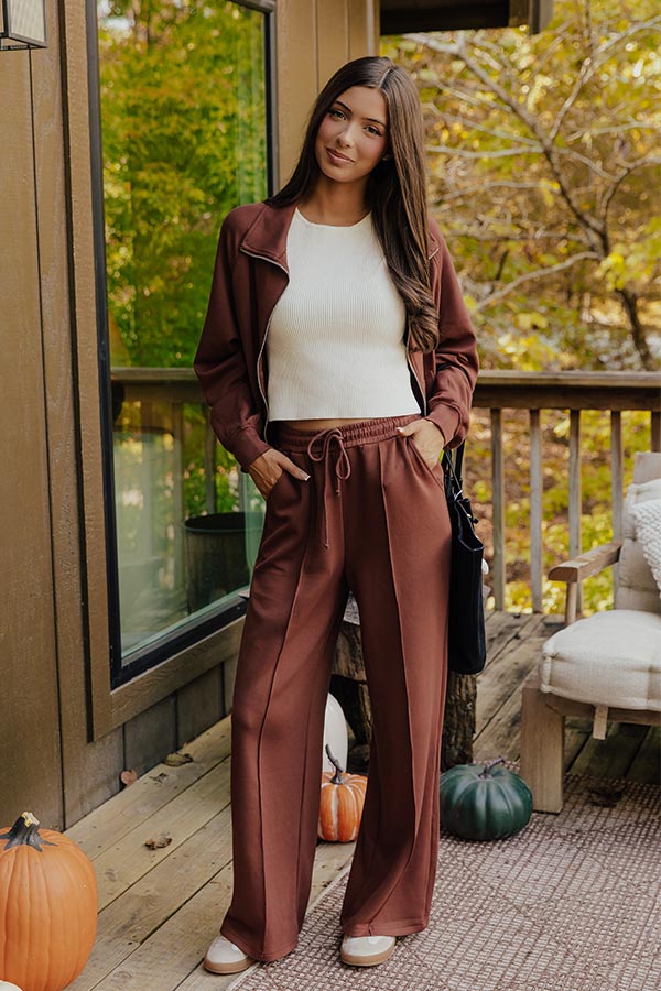 Morning Dew High Waist Scuba Pants in Chocolate Image - 1