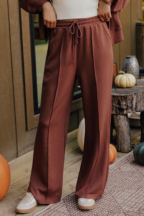 Morning Dew High Waist Scuba Pants in Chocolate Image - 2
