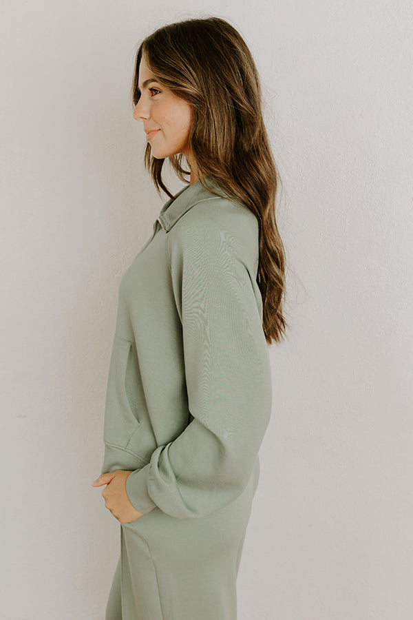 Morning Dew Scuba Zip-Up Sweater in Sage Image 5