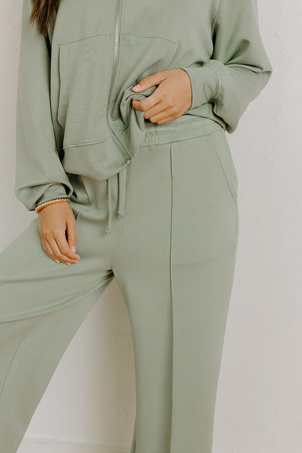 Morning Dew High Waist Scuba Pants in Sage Image 5