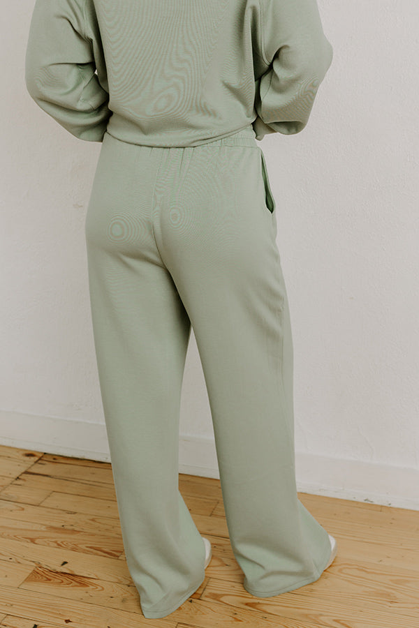 Morning Dew High Waist Scuba Pants in Sage Image 4