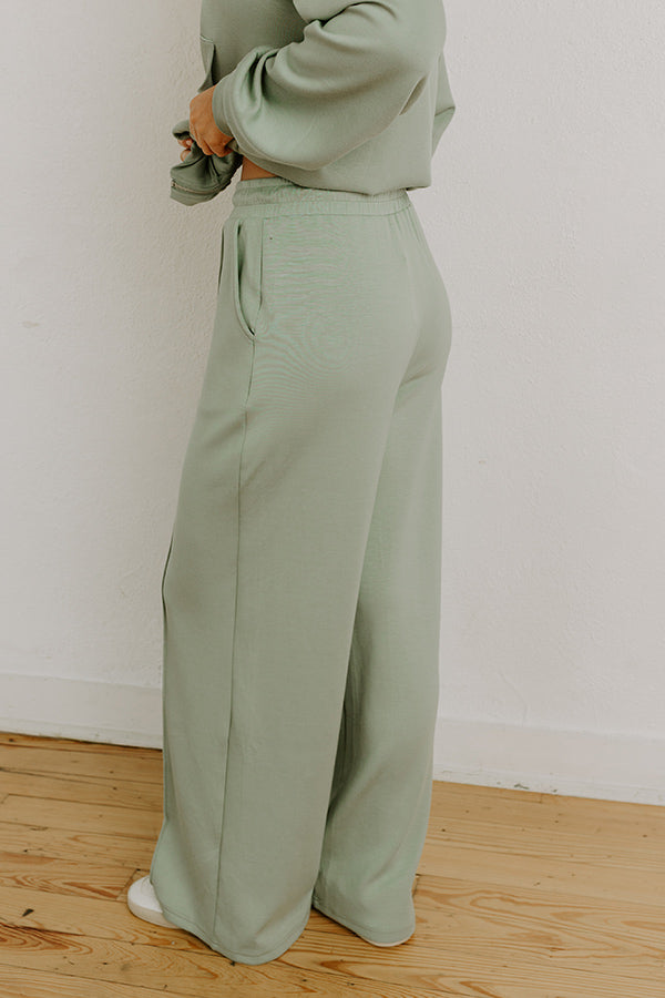 Morning Dew High Waist Scuba Pants in Sage Image 3
