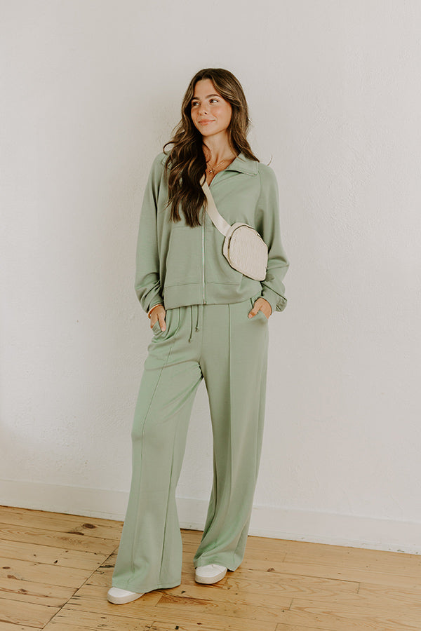 Morning Dew High Waist Scuba Pants in Sage Image 1
