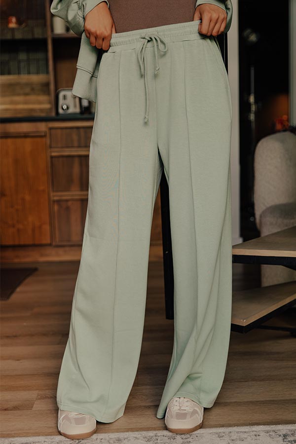 Morning Dew High Waist Scuba Pants in Sage Image - 1