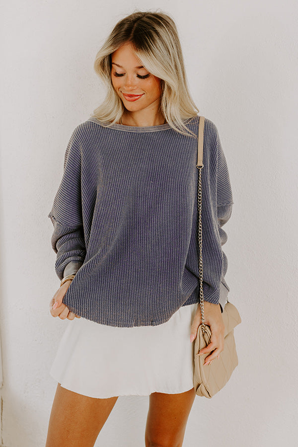Cozy Couture Waffle Knit Top in Autumn Sky Image 4