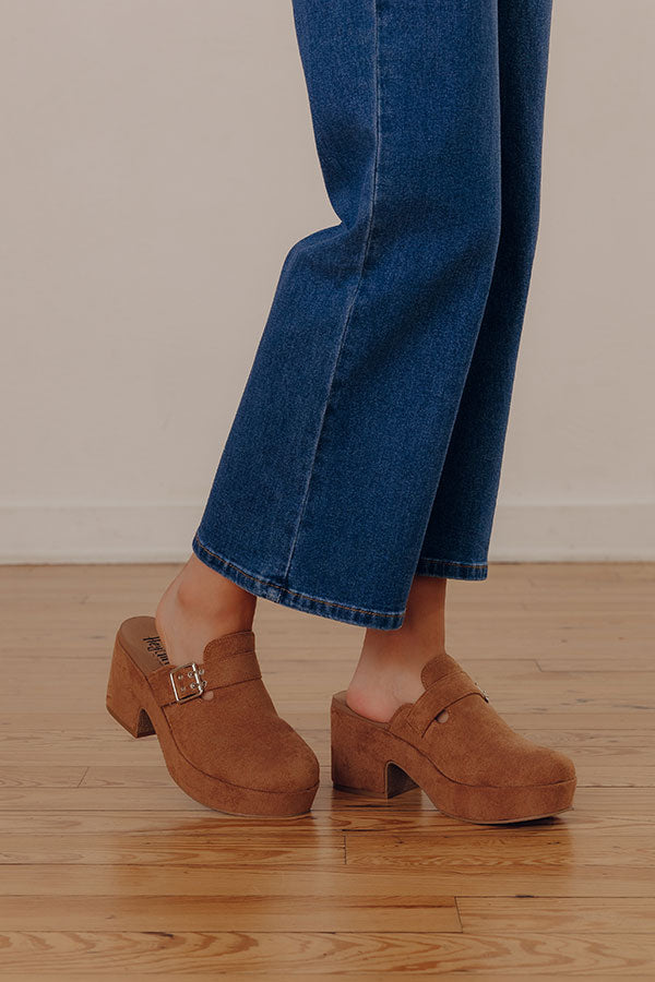 Tell Me More Faux Suede Clog Heels Image - 1
