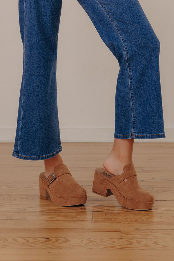 Tell Me More Faux Suede Clog Heels Image - 2