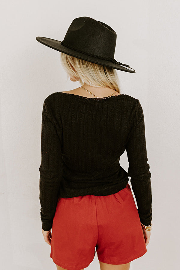 Graceful Smile Pointelle Knit Top in Black Image 5