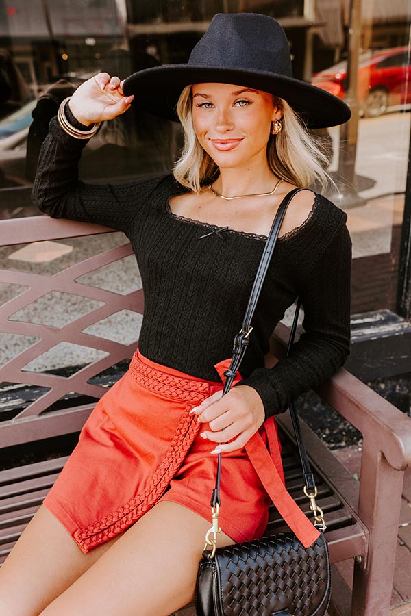 Graceful Smile Pointelle Knit Top in Black Image 2