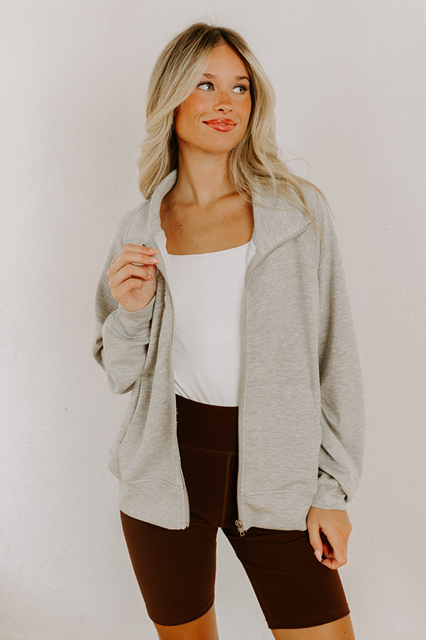 Morning Dew Scuba Zip-Up Sweater in Grey Image 1