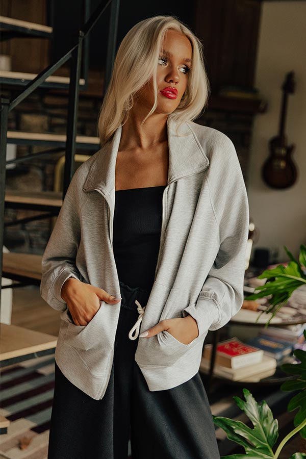 Morning Dew Scuba Zip-Up Sweater in Grey Image - 1