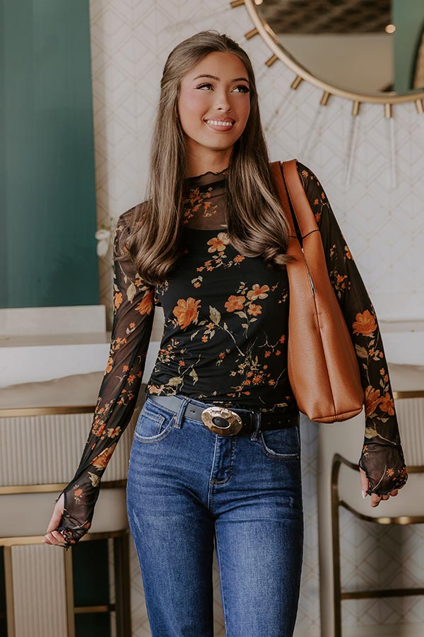 Falling Florals Mesh Top Image - 2