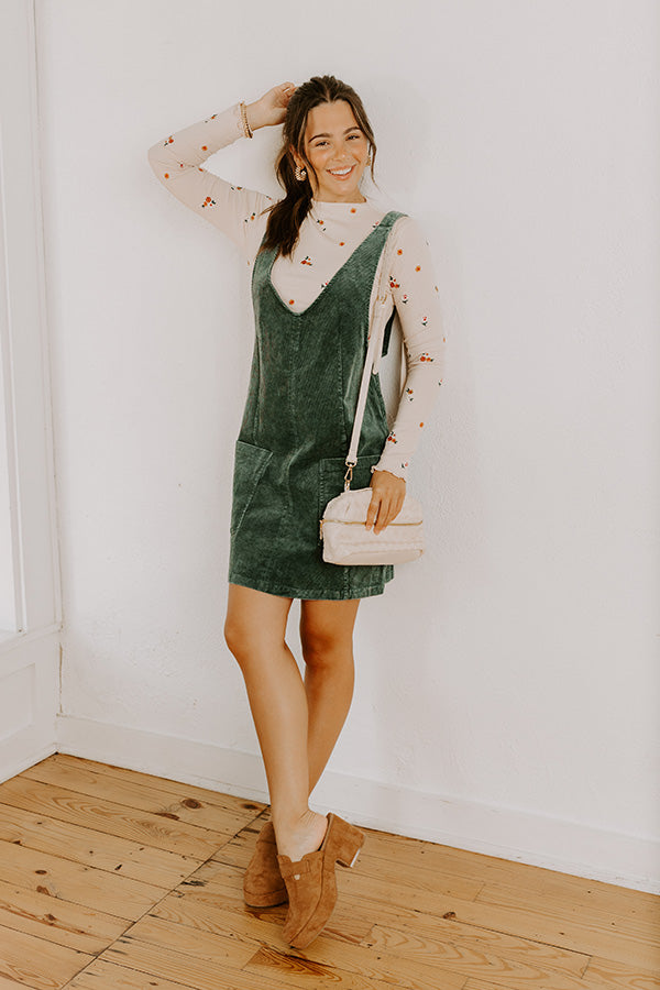 impressions Uptown Manhattan Corduroy Mini Dress in Hunter Green Store