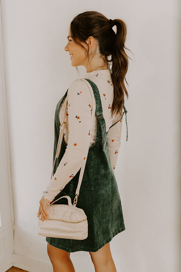 Uptown Manhattan Corduroy Mini Dress in Hunter Green Image 4