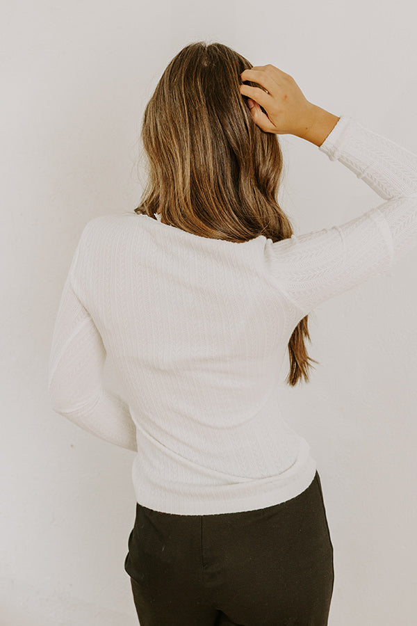 Graceful Smile Pointelle Knit Top in Ivory Image 5