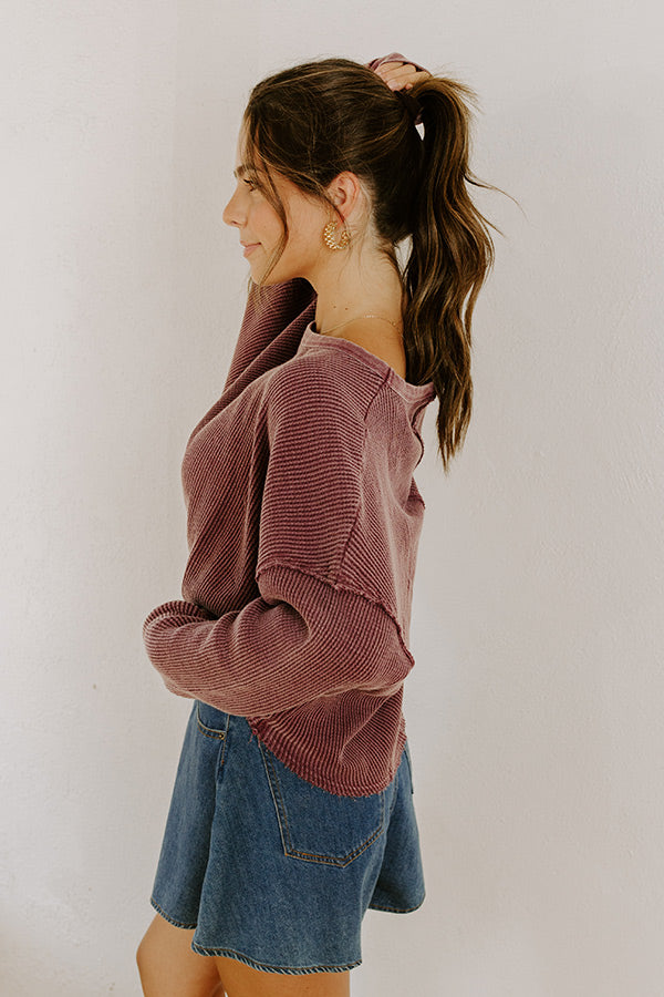 Cozy Couture Waffle Knit Top in Plum Image 4
