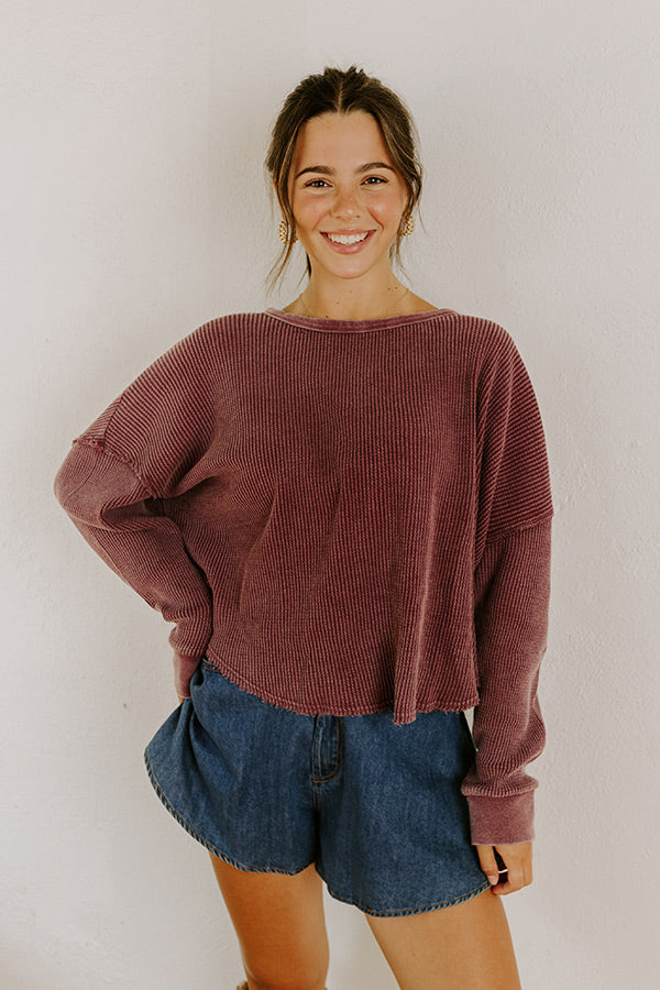 Cozy Couture Waffle Knit Top in Plum Image 5