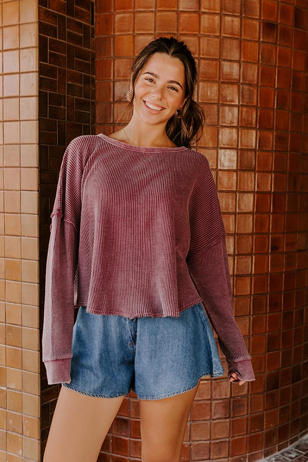 Cozy Couture Waffle Knit Top in Plum Image 1