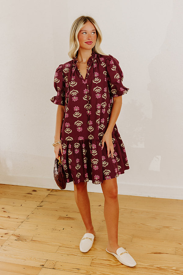 bordeaux mini dress Bordeaux Sipping Floral Mini Dress – Impressions Online Boutique