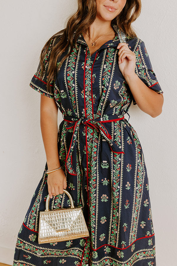 Rosewood Fields Floral Midi Dress in Navy Image 2