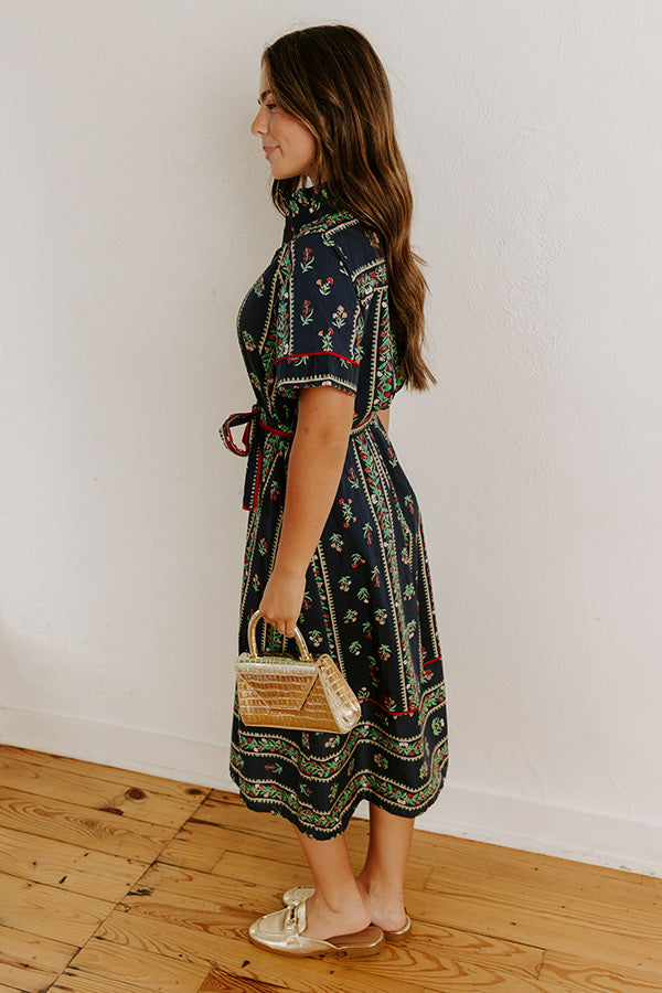 Rosewood Fields Floral Midi Dress in Navy Image 5