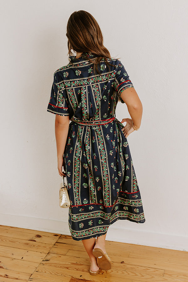 Rosewood Fields Floral Midi Dress in Navy Image 3